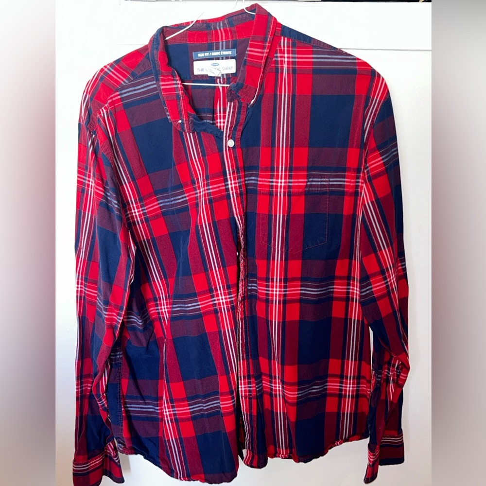 Men’s Old Navy XXXL/3XL Slim Fit Long Sleeved Button Up Plaid Shirt